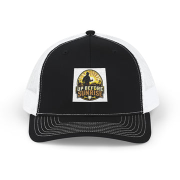 Sunrise Fishing Trucker Cap – "Up Before Sunrise" Embroidered Snapback