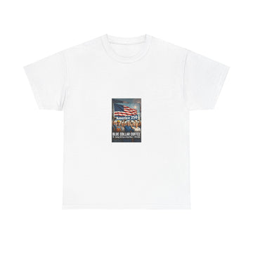 T-Shirt — "America 250 Blue Collar Coffee" Vintage Flag Patriotic Graphic Tee