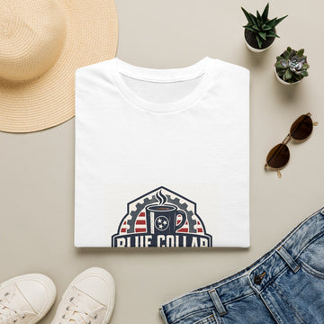 Blue Collar Coffee T‑Shirt — Patriotic Workwear Coffee Logo Tee
