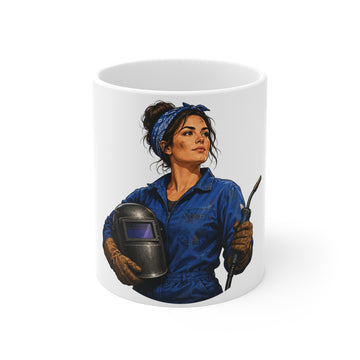 Welder Woman Coffee Mug — Empowering Female Tradesperson 11oz