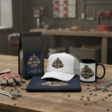 The Full Kit Bundle - 12oz coffee, mug, trucker hat, and Blue Collar tee